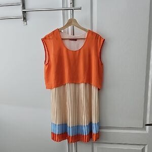 Orange and Blue Sleeveless Dress